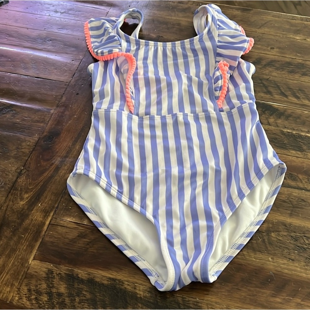 Cat & Jack Purple and White Striped Kids Swim One Piece